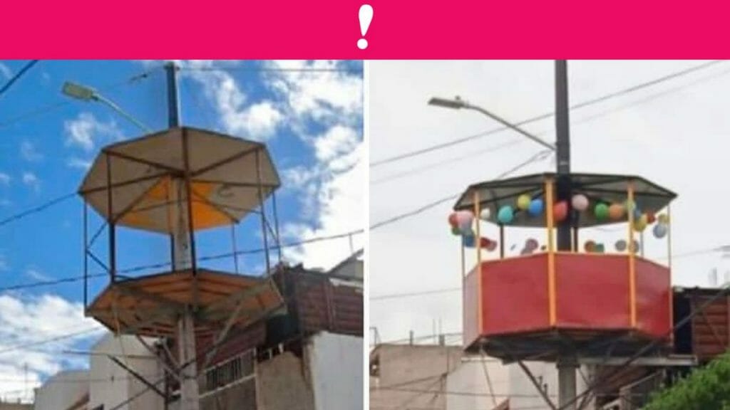 OMG! Construyen minisalón de fiestas sobre un poste en Nezahualcóyotl en México