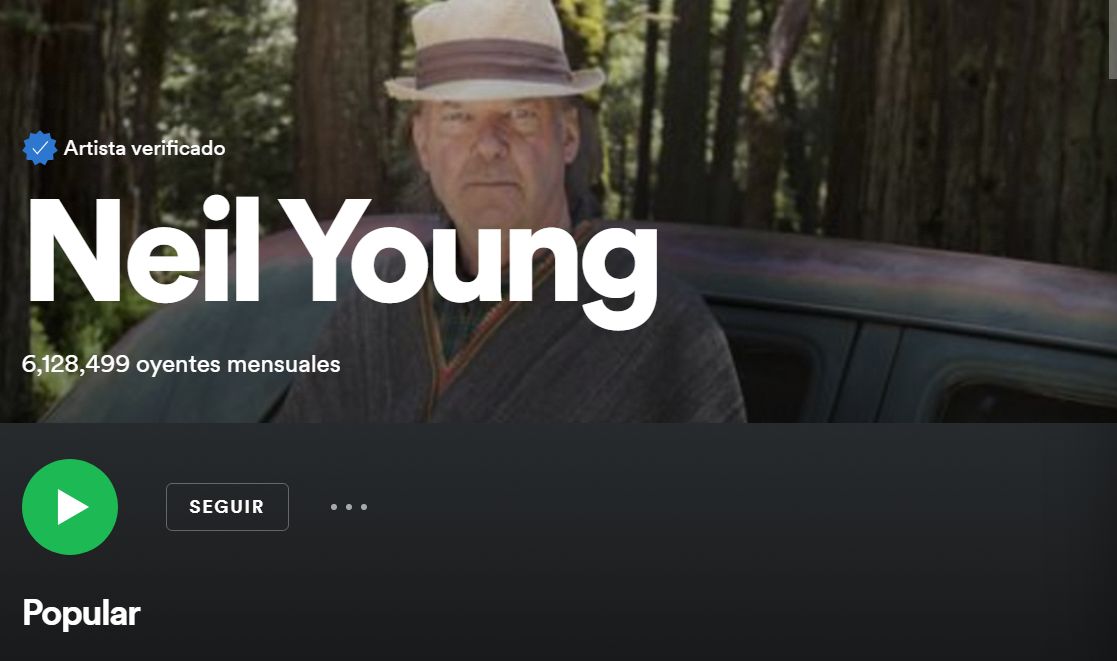 Neil Young retirará toda la música de Spotify