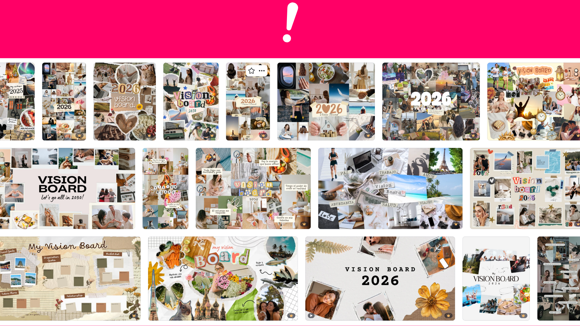 Vision Board Screenshot de diseños canva